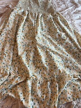 Yellow Floral Maxi Dress with Smocked Bodice